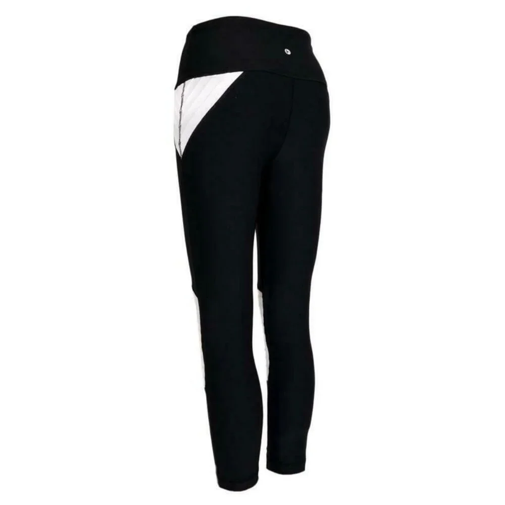 90 Degree by Reflex Women's 22-inch High Waist Moto Capri White Black‎ S